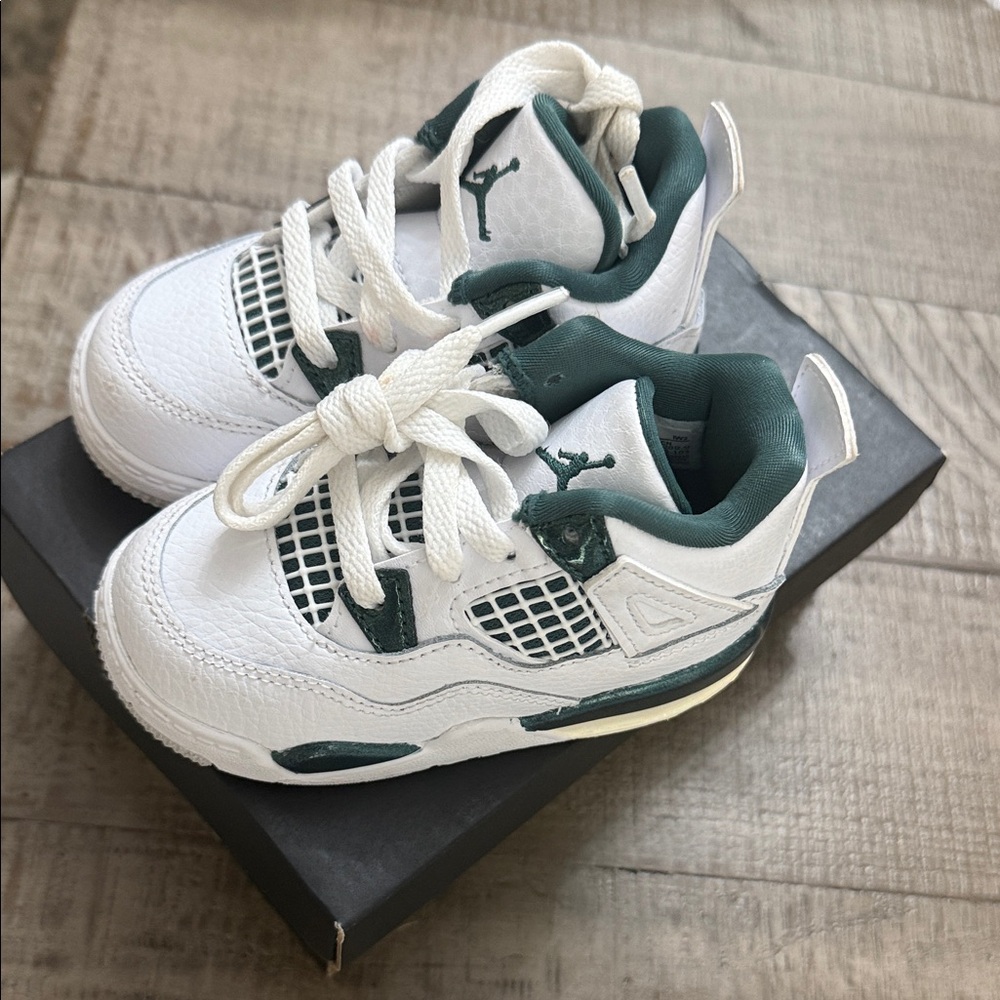 Kids White and Green Sneakers